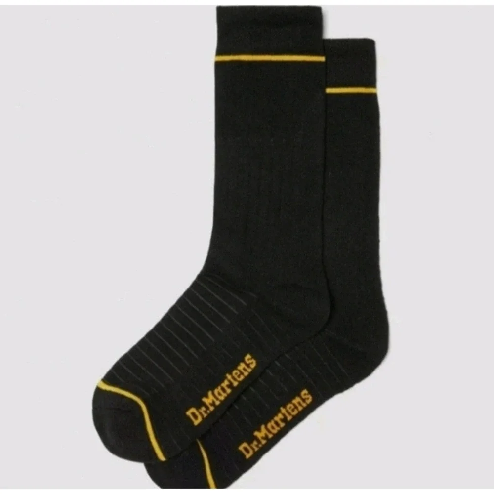 2-Pairs Dr. Martens The Lightweight Doc Sock‎ Black/Yellow Size M/L